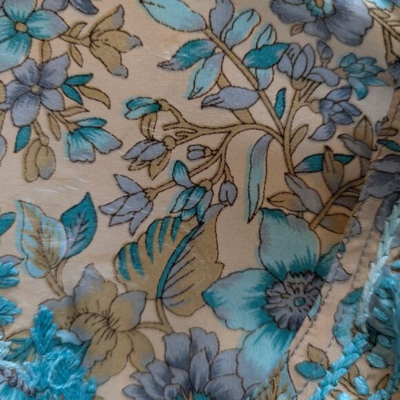 Indian Blue Hand Embroidered Silk Tunic Kurta Dress Size XL - Picture 6 of 9